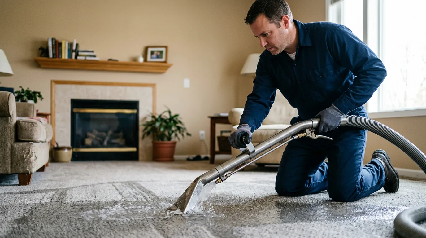 Water damage restoration technician working near Beaverville, IL